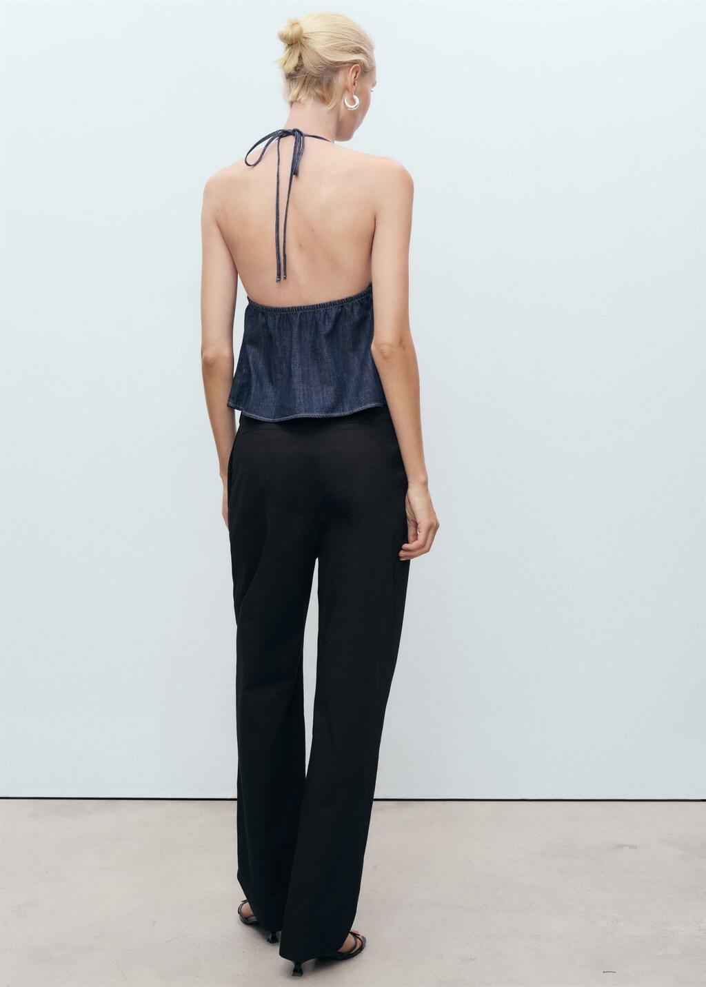 Black Buttons Cotton Trousers, , large image number 5