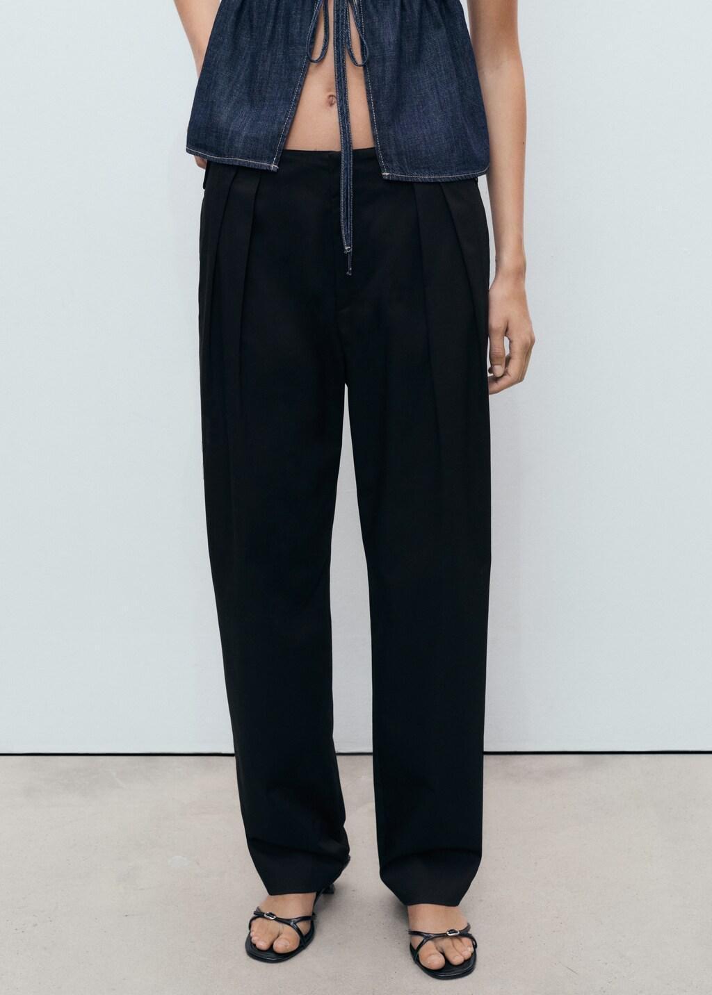 Black Buttons Cotton Trousers, , large image number 7