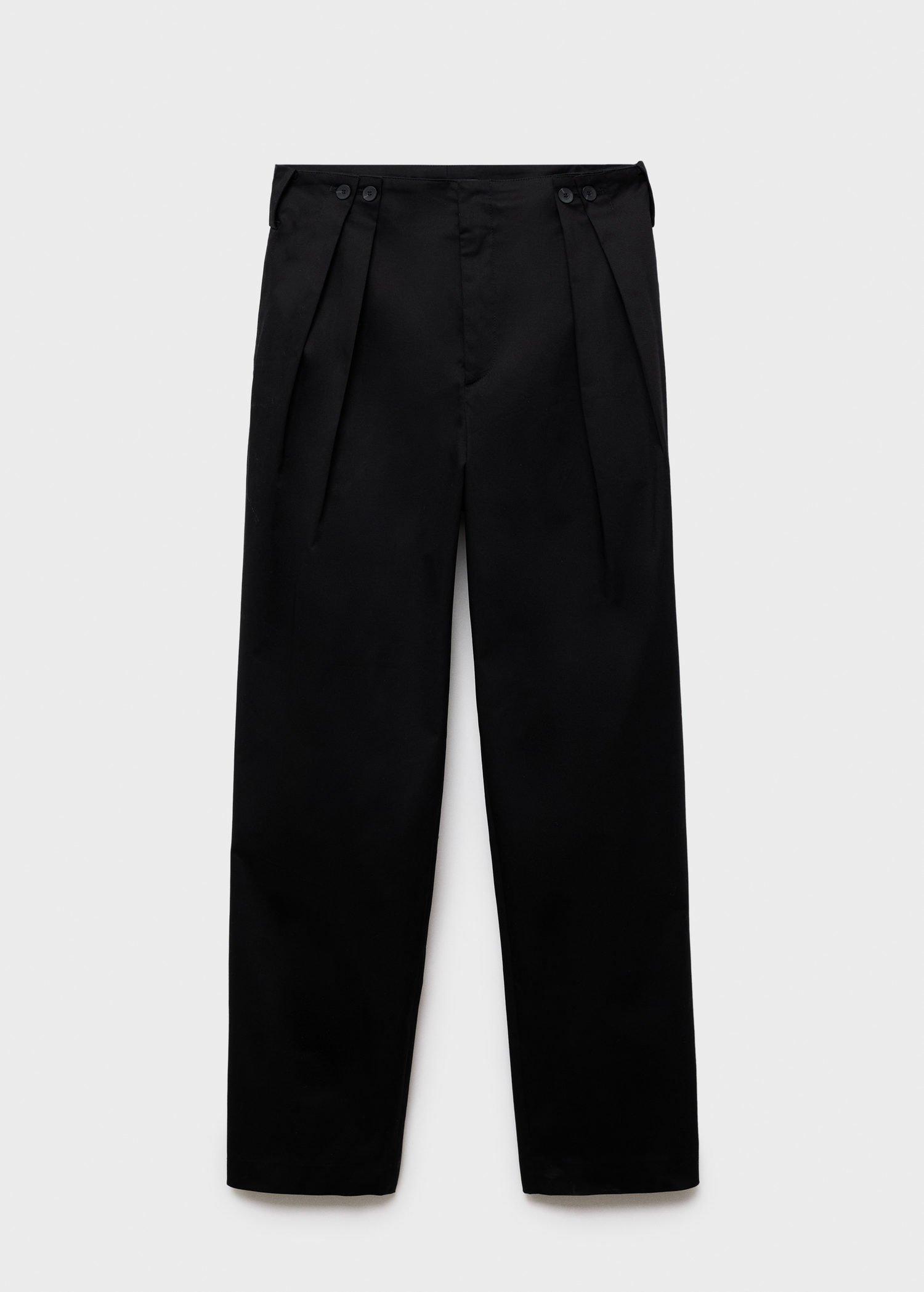 Black Buttons Cotton Trousers, , large image number 8