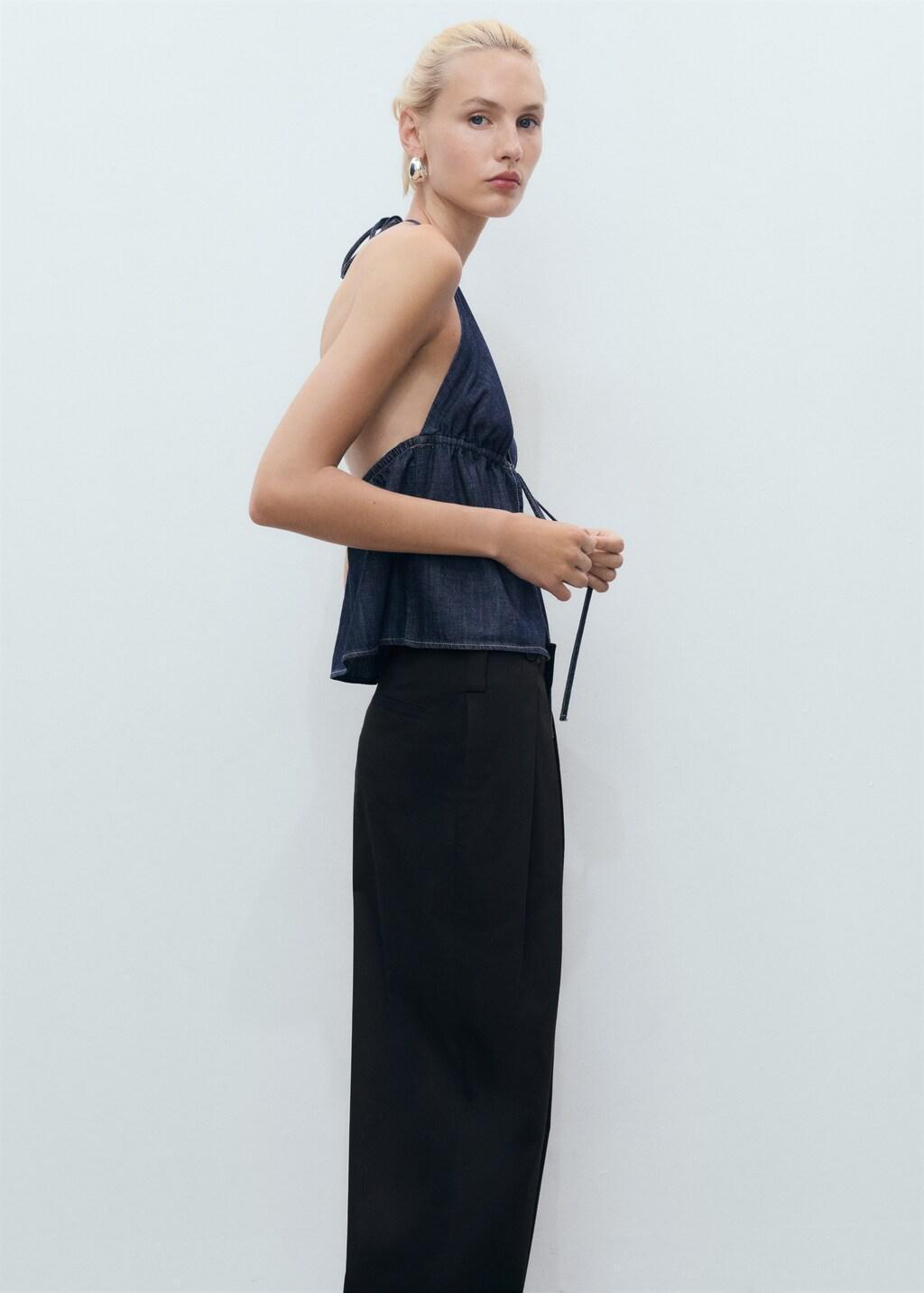 Black Buttons Cotton Trousers, , large image number 9