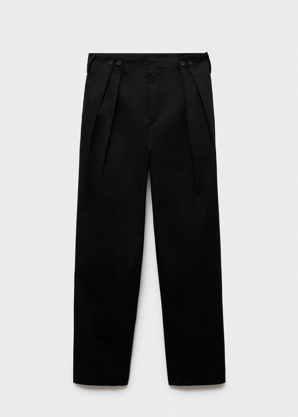 Black Buttons Cotton Trousers, , large image number 13