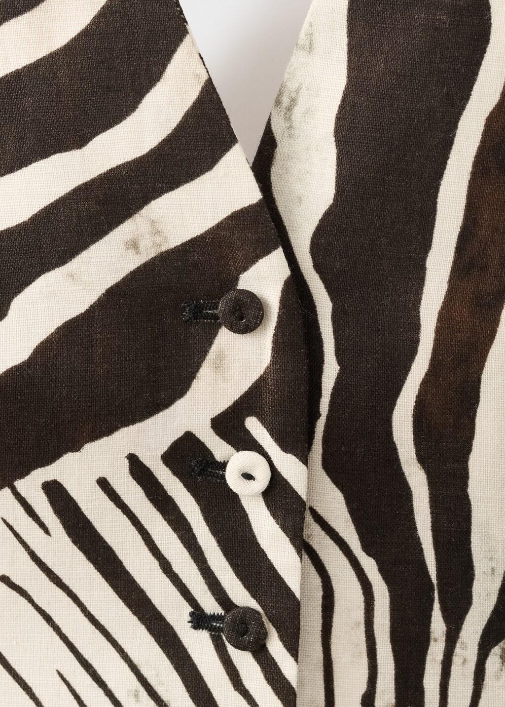 Brown Zebra-Print Linen Waistcoat, , large image number 11
