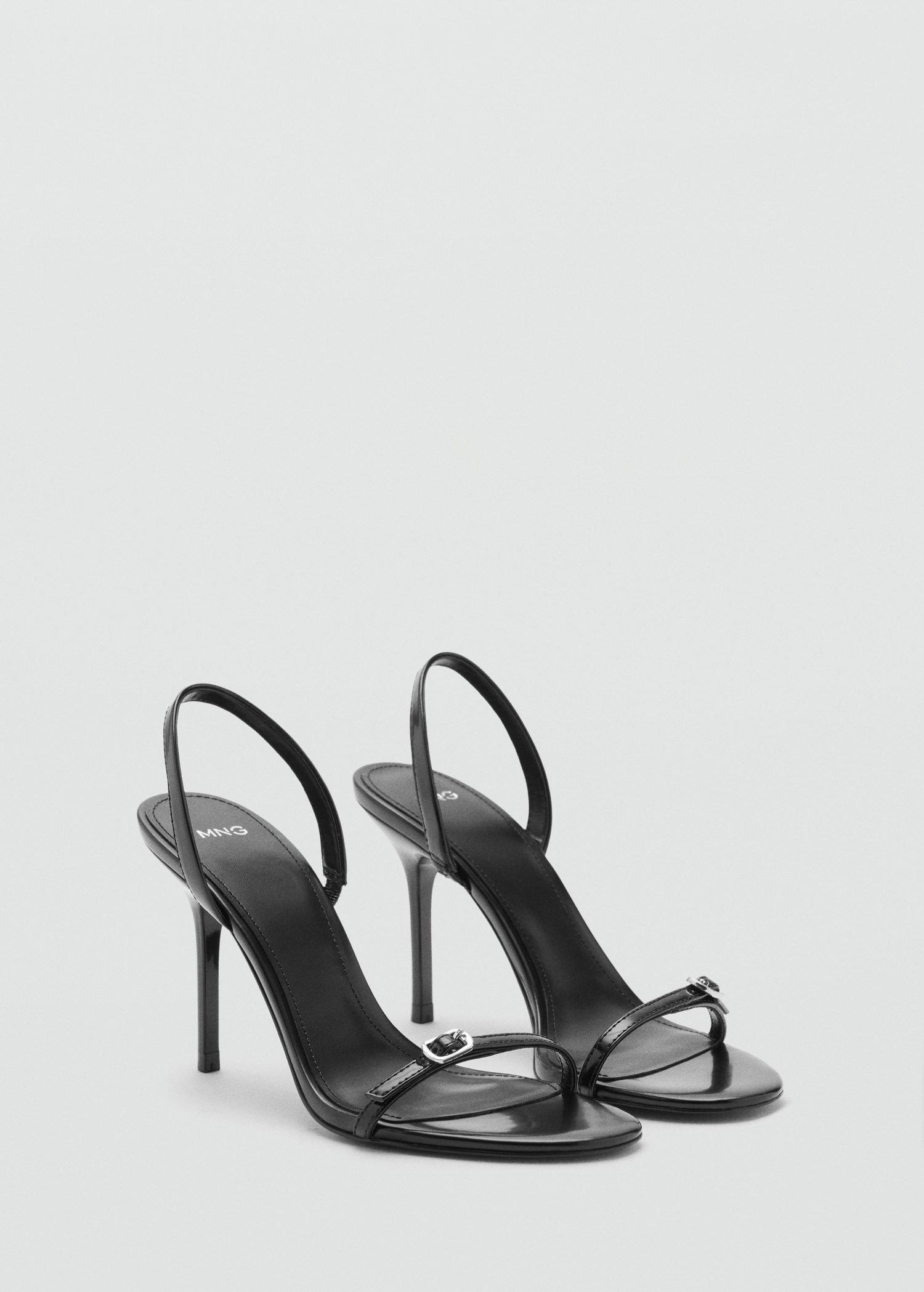BLACK Stiletto heel sandal with buckle, 0201_99, medium