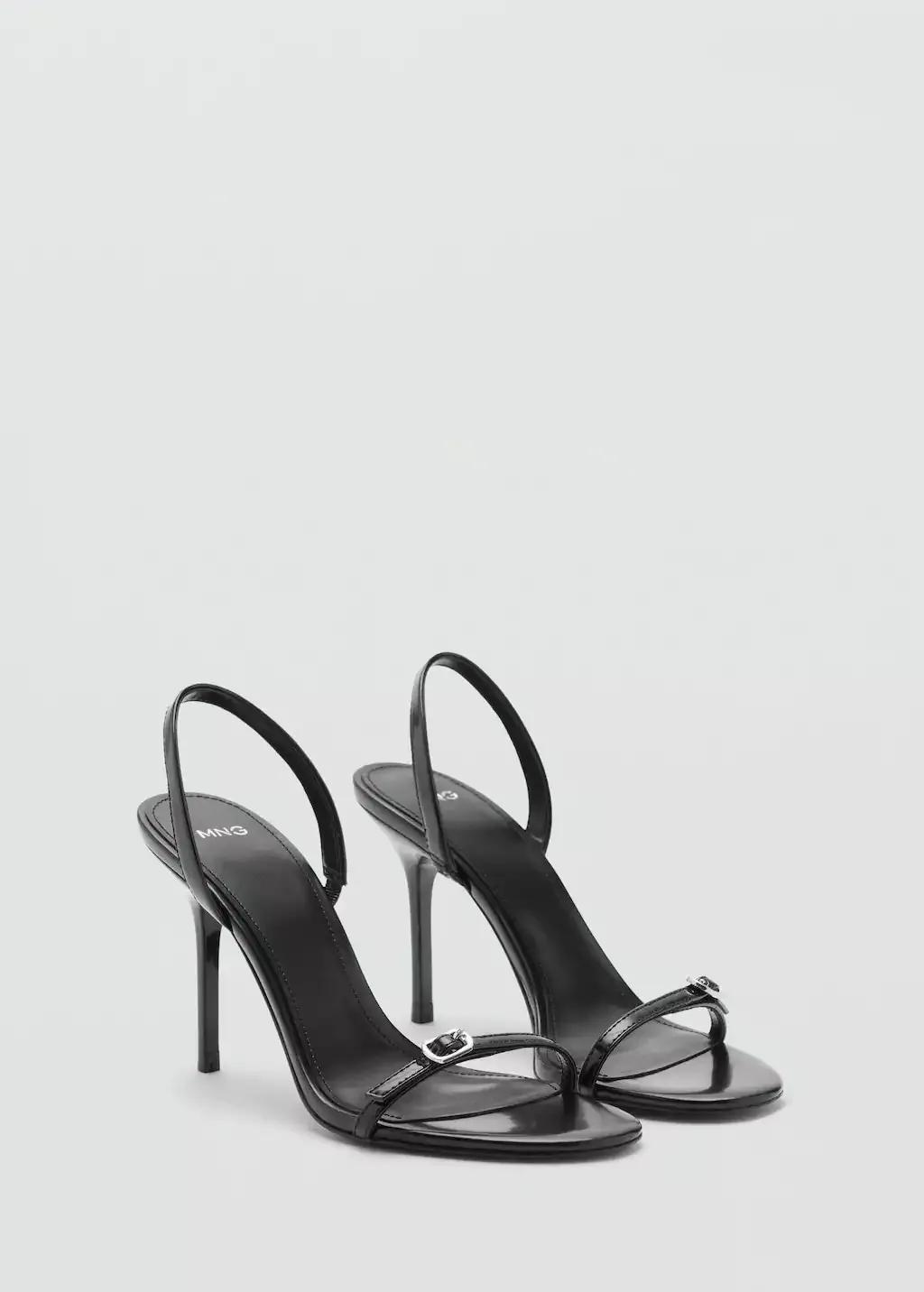 BLACK Stiletto heel sandal with buckle, 0201_99, medium