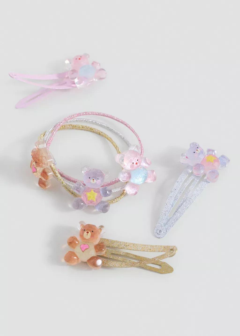 PINK Pack of rubber bands and clips, Kids Girl, Pink, medium