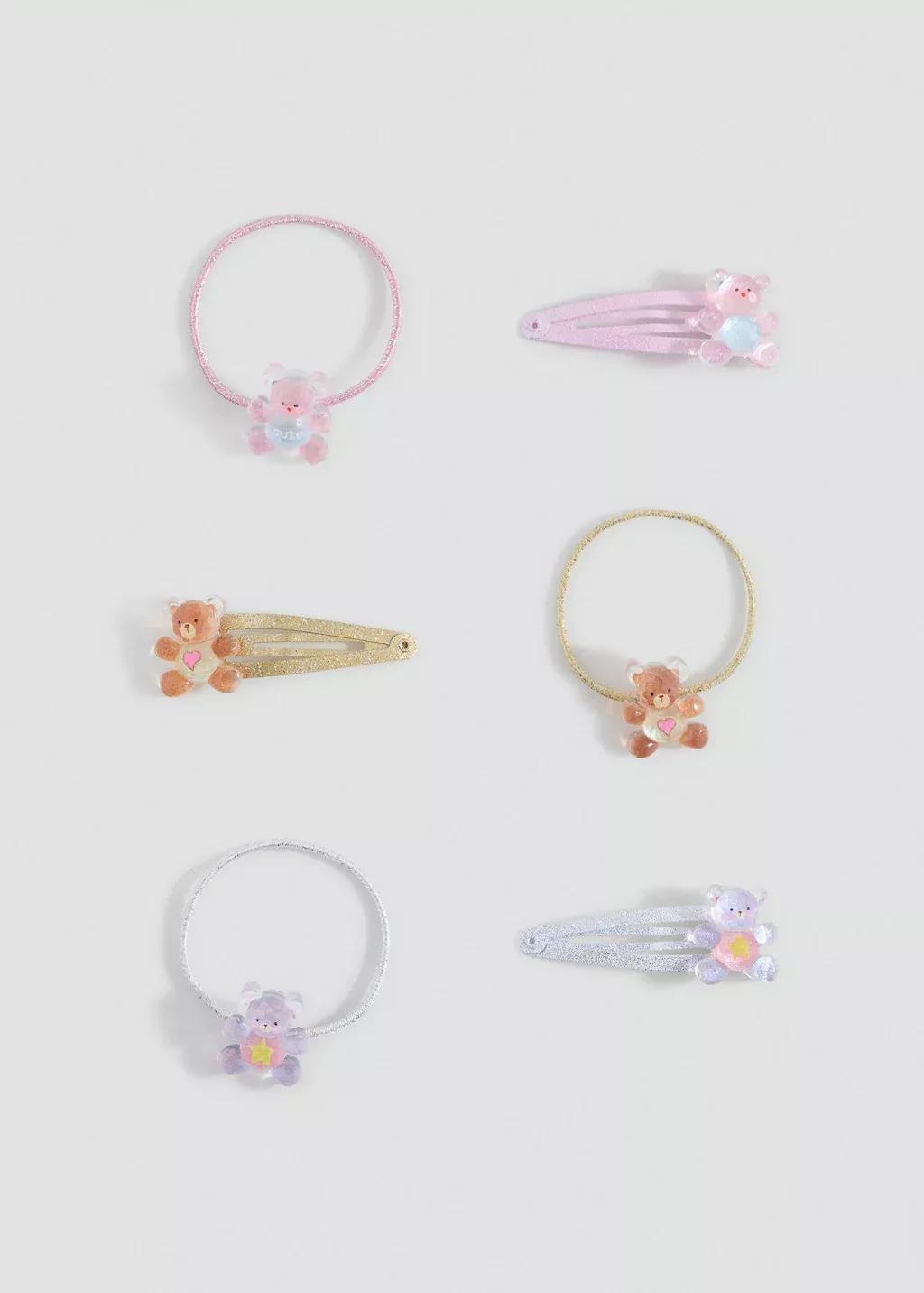 PINK Pack of rubber bands and clips, Kids Girl, Pink, large image number 1