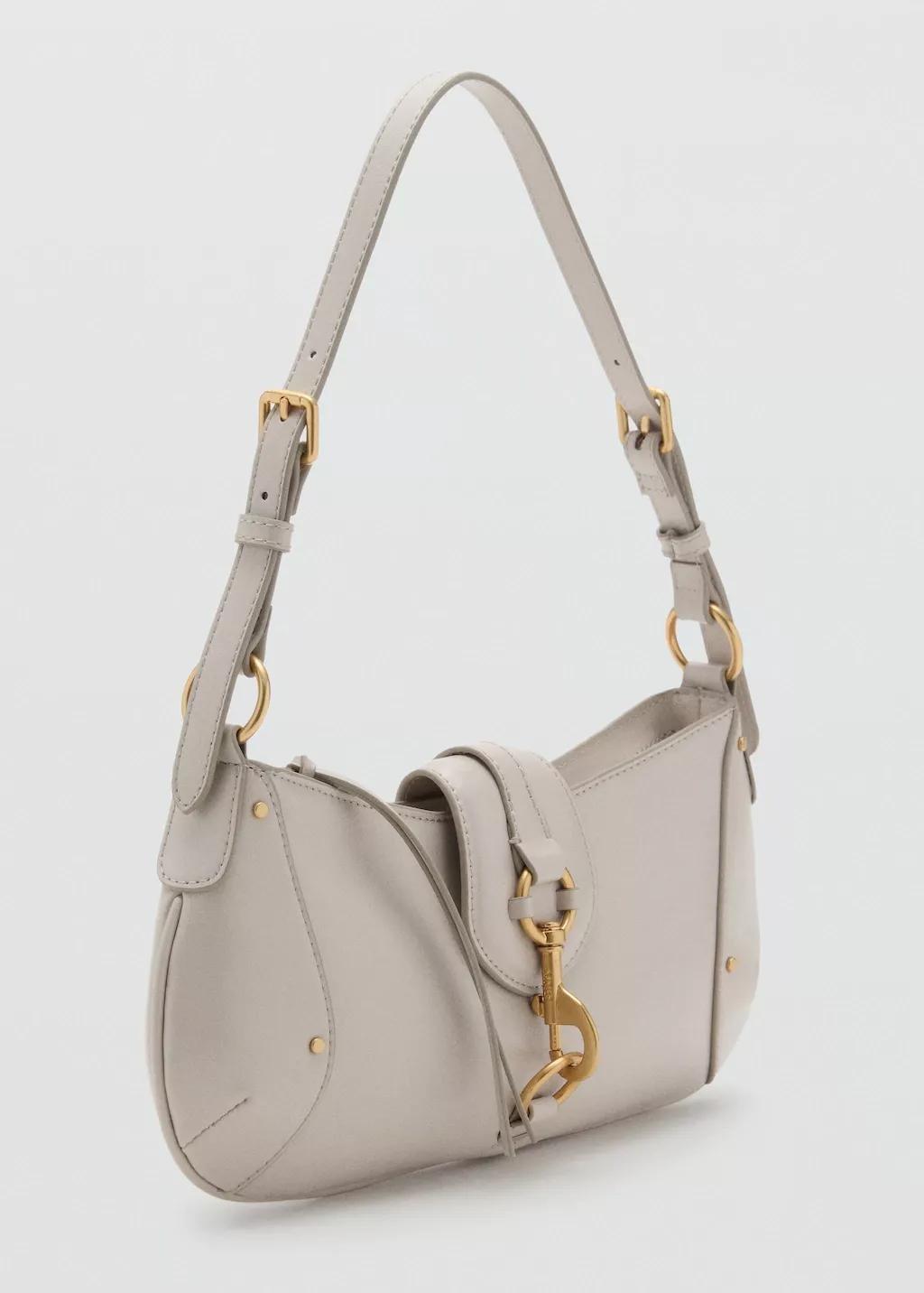 White Shoulder Bag With Hook Fastener, Natural White, large image number 2