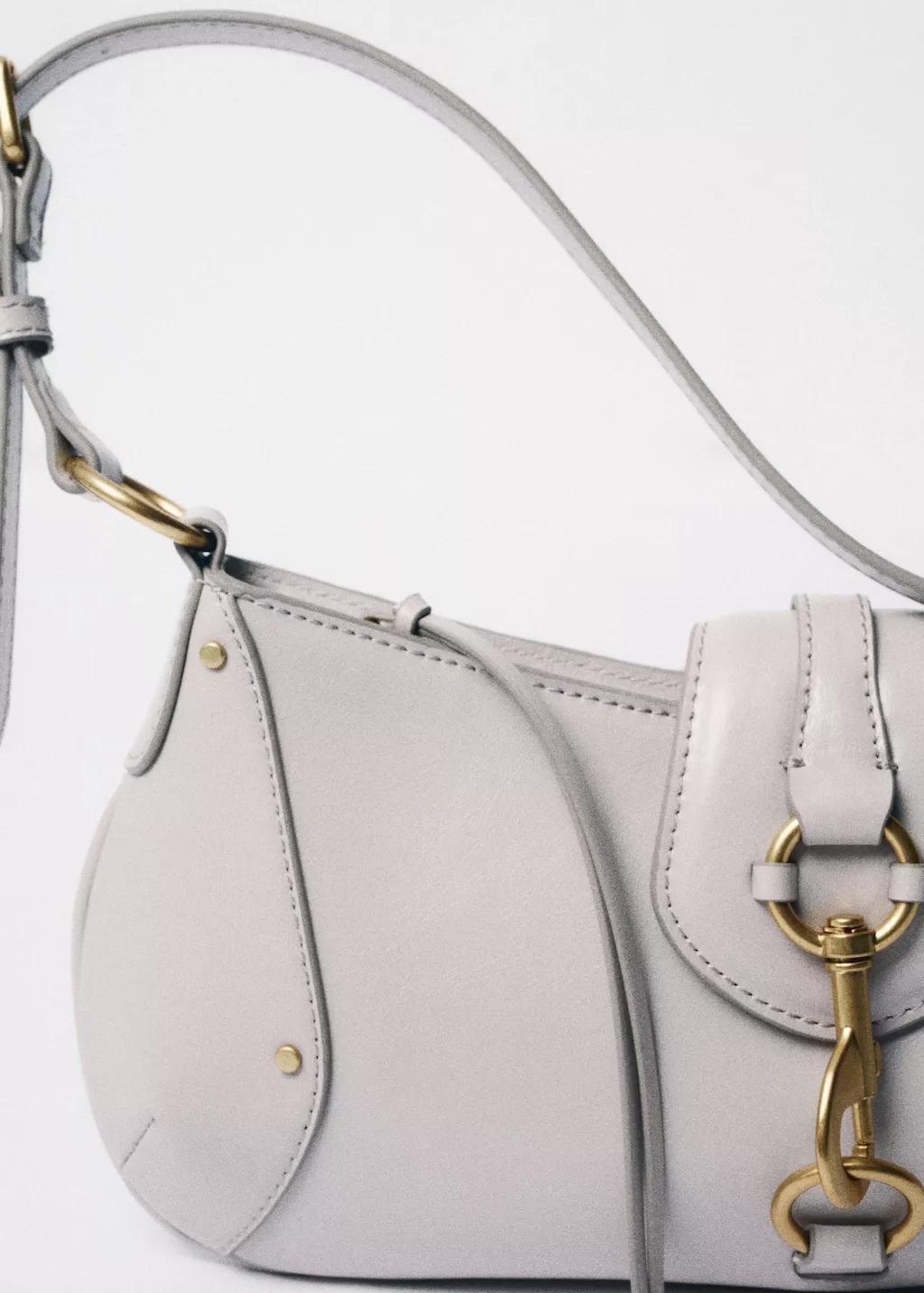 White Shoulder Bag With Hook Fastener, Natural White, large image number 5