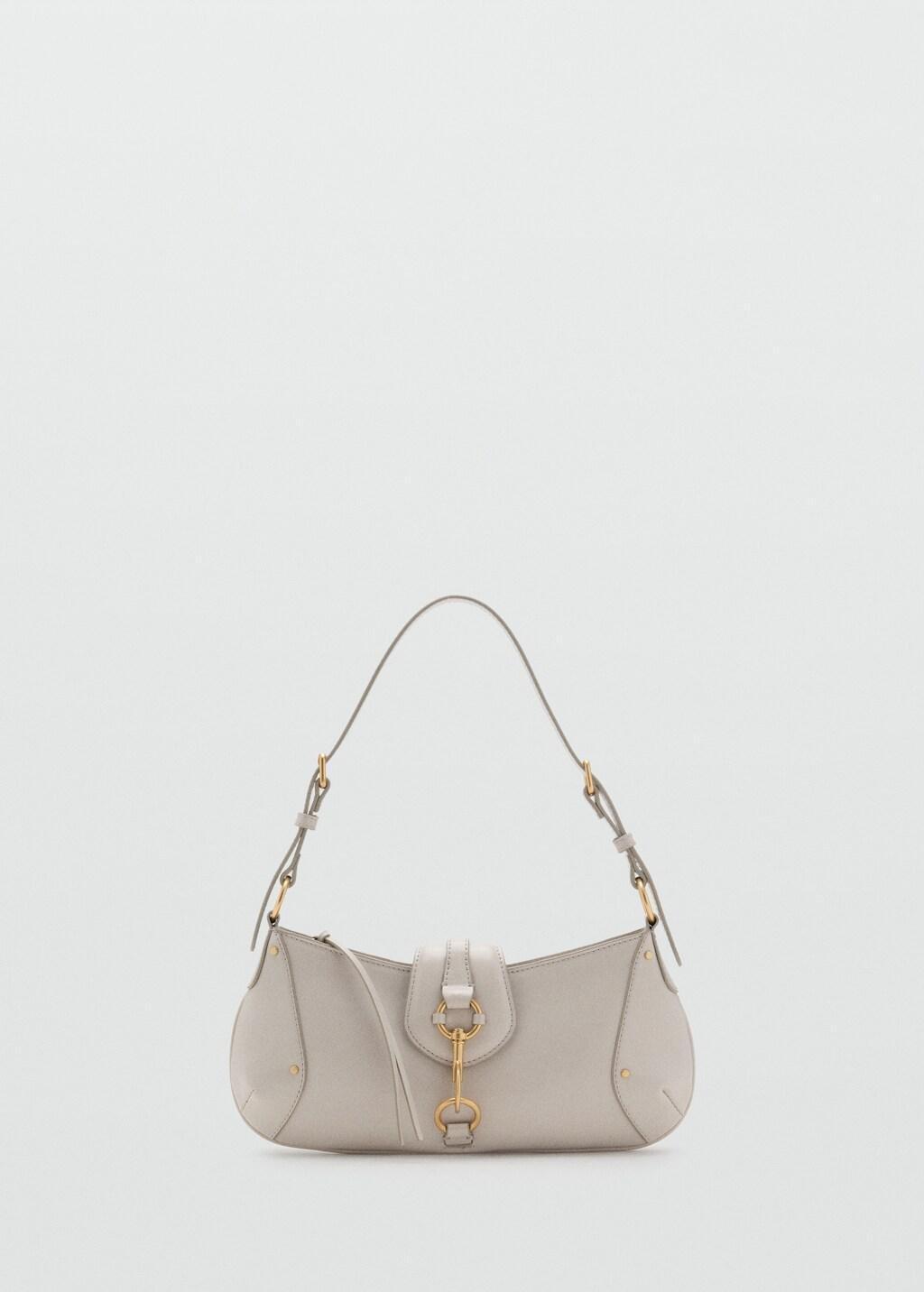White Shoulder Bag With Hook Fastener, Natural White, large image number 6