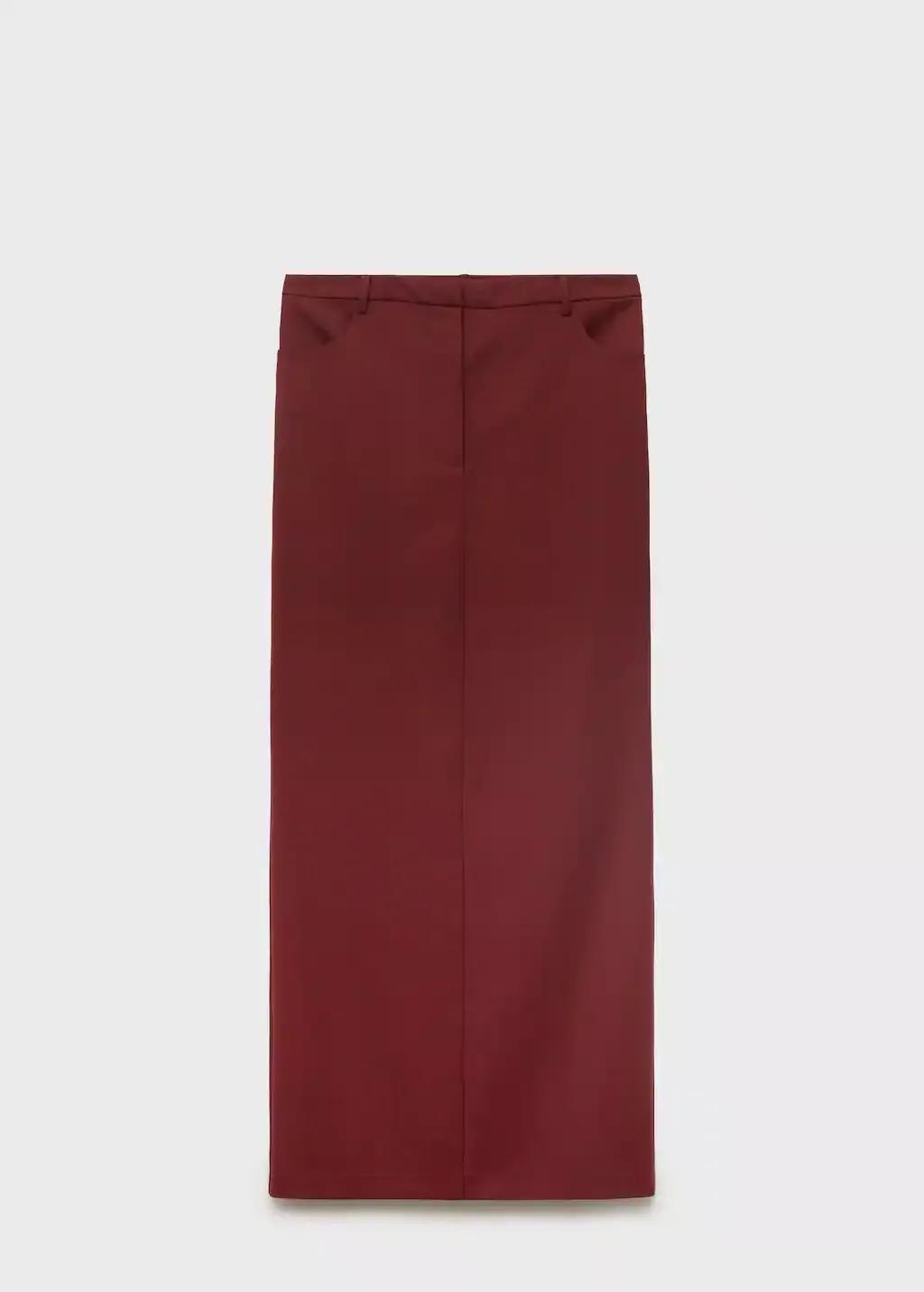 Red Long pencil skirt with opening, , large image number 0