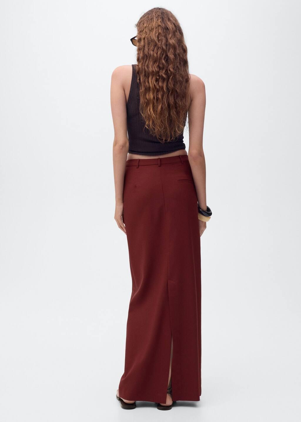 Red Long pencil skirt with opening, Dark Red, large image number 4