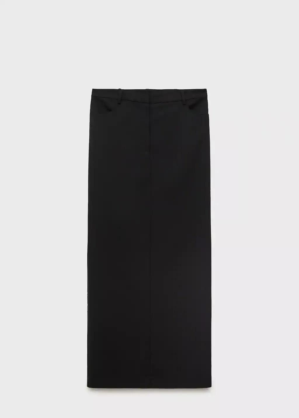 BLACK Long pencil skirt with opening, , large image number 0