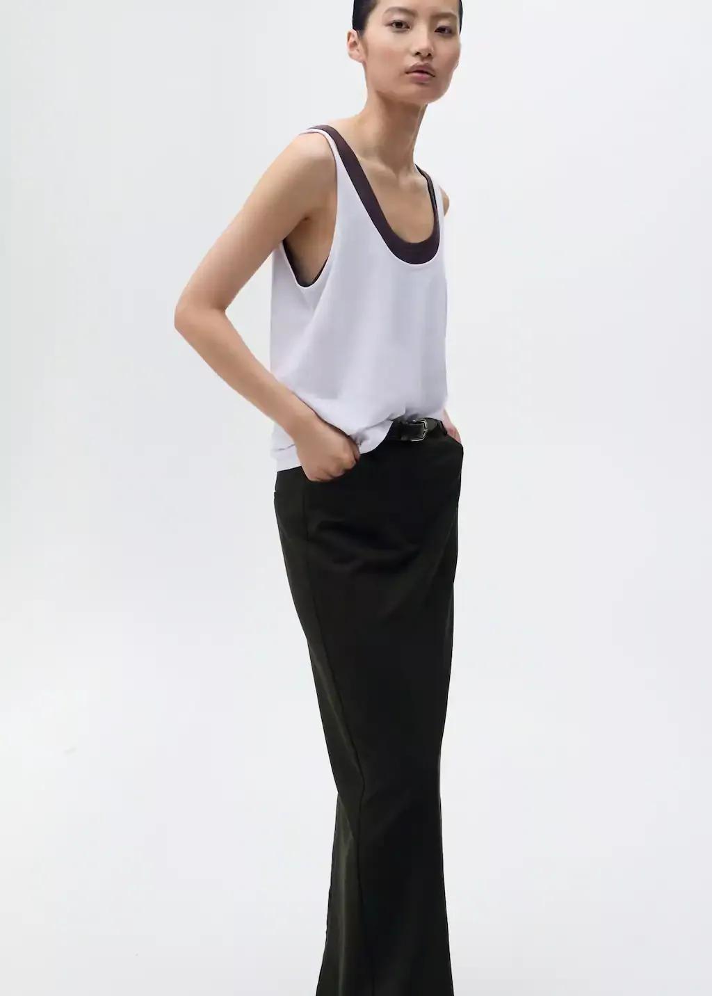 BLACK Long pencil skirt with opening, Black, large image number 2