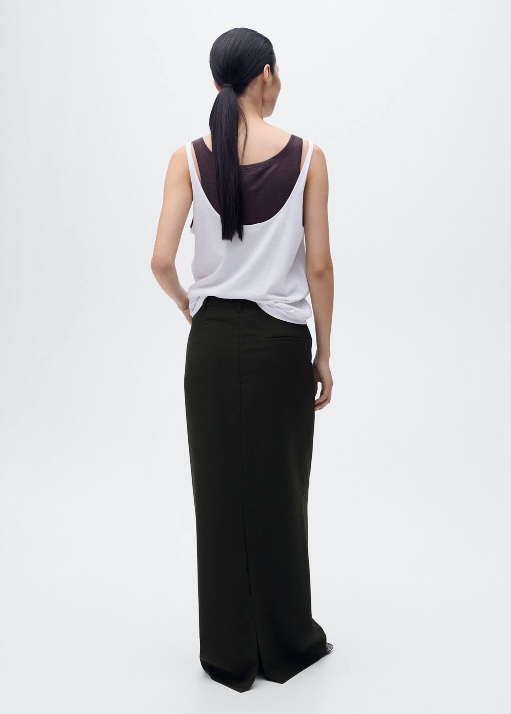 BLACK Long pencil skirt with opening, Black, large image number 4