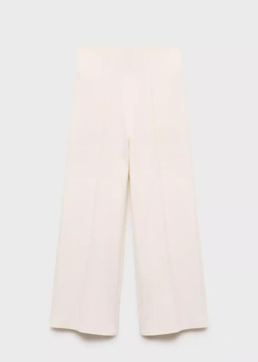 White Cotton Cropped Pants, Light Beige, large image number 3