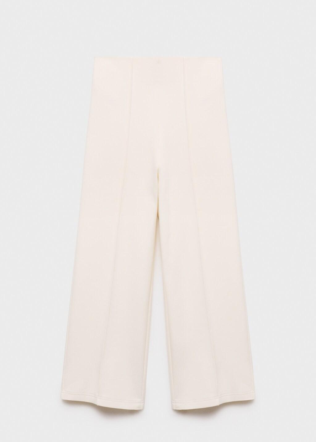 White Cotton Cropped Pants, Light Beige, large image number 6