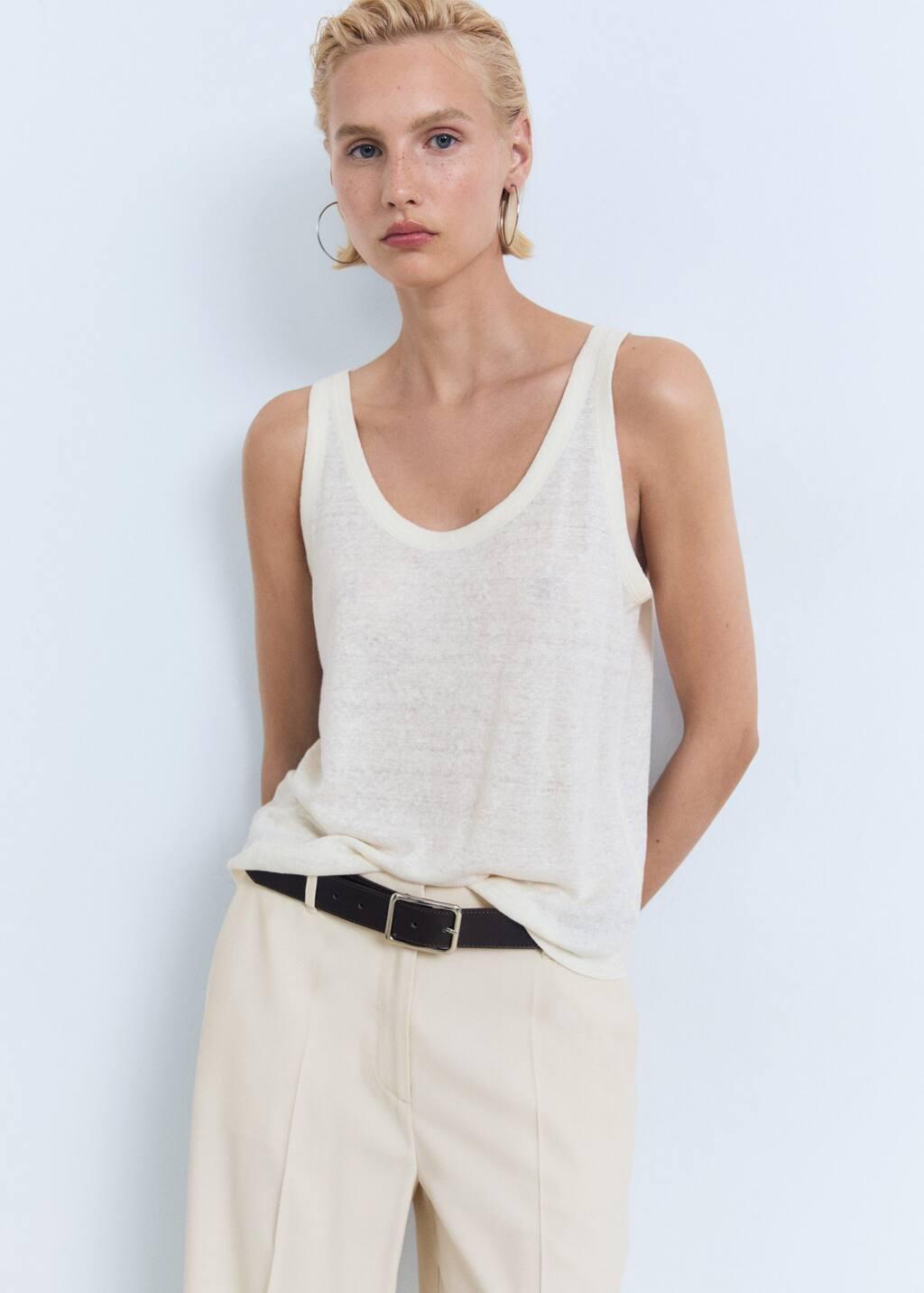 Beige Straight mid-rise trousers, , large image number 1