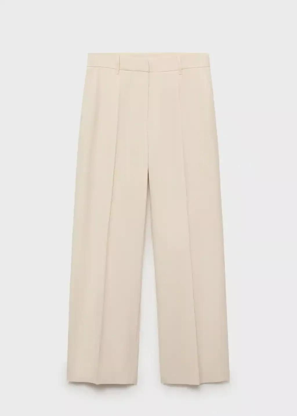 Beige Straight mid-rise trousers, Light Beige, large image number 4