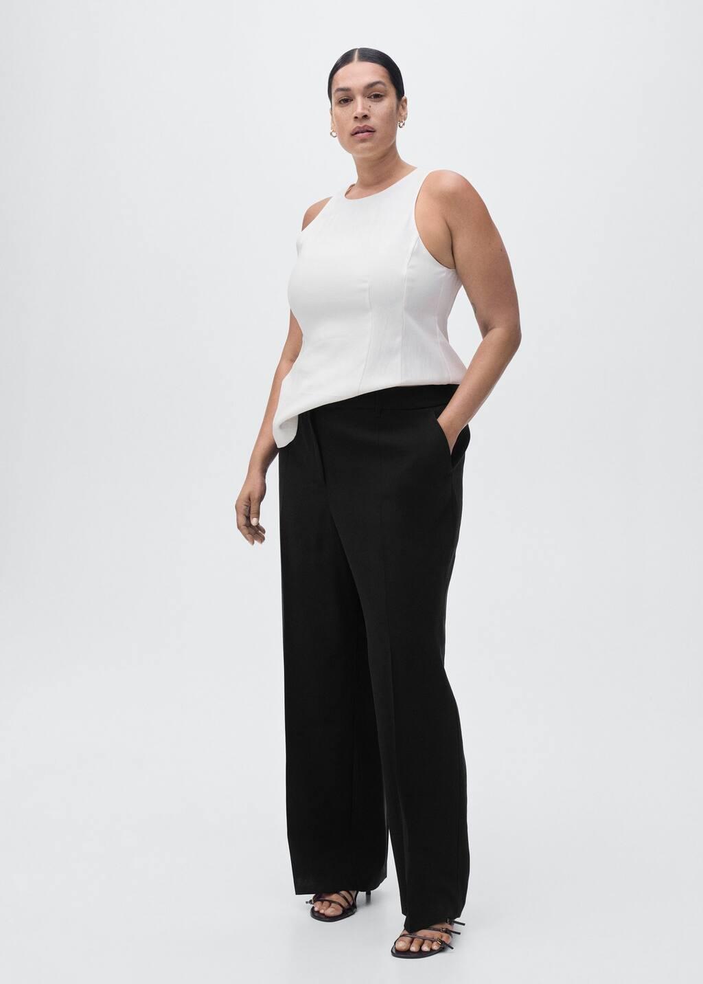 BLACK Straight mid-rise trousers, Black, large image number 1