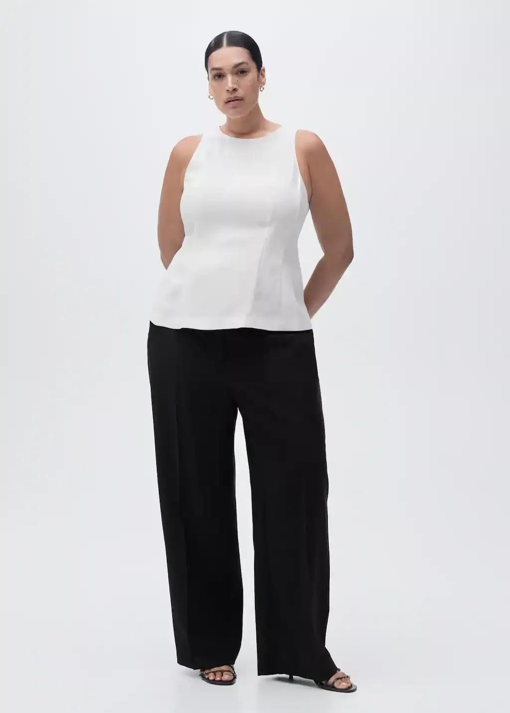 BLACK Straight mid-rise trousers, Black, large image number 4