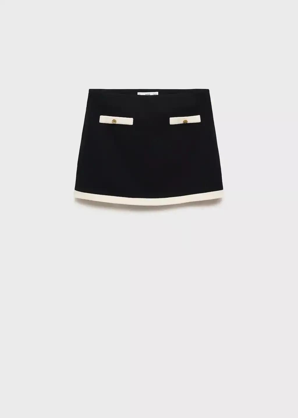 BLACK Contrasting cotton skirt, 0201_99, large image number 3