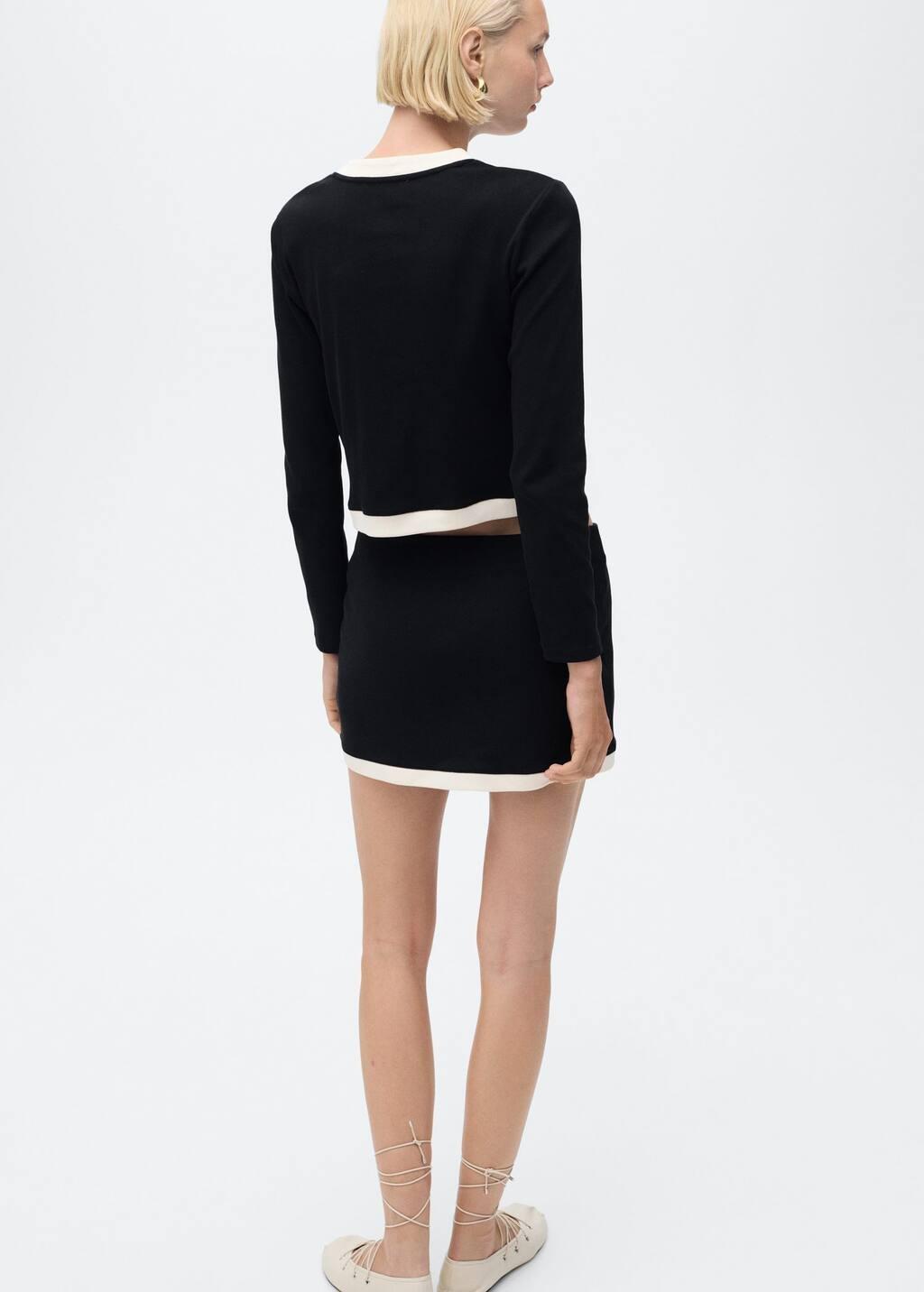 BLACK Contrasting cotton skirt, 0201_99, large image number 5