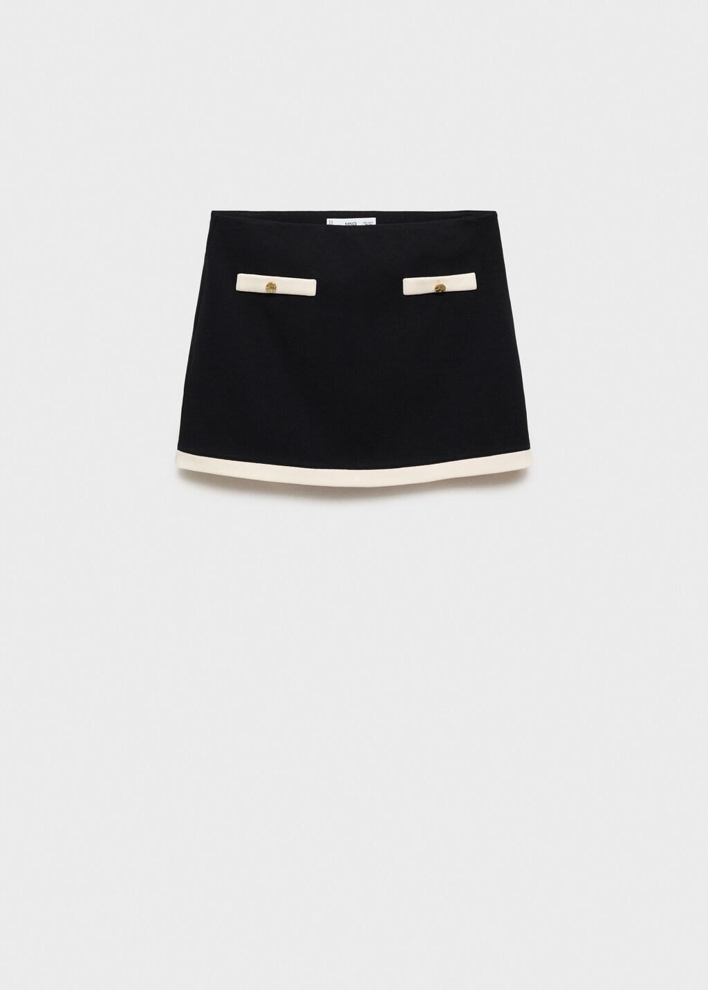 BLACK Contrasting cotton skirt, 0201_99, large image number 6