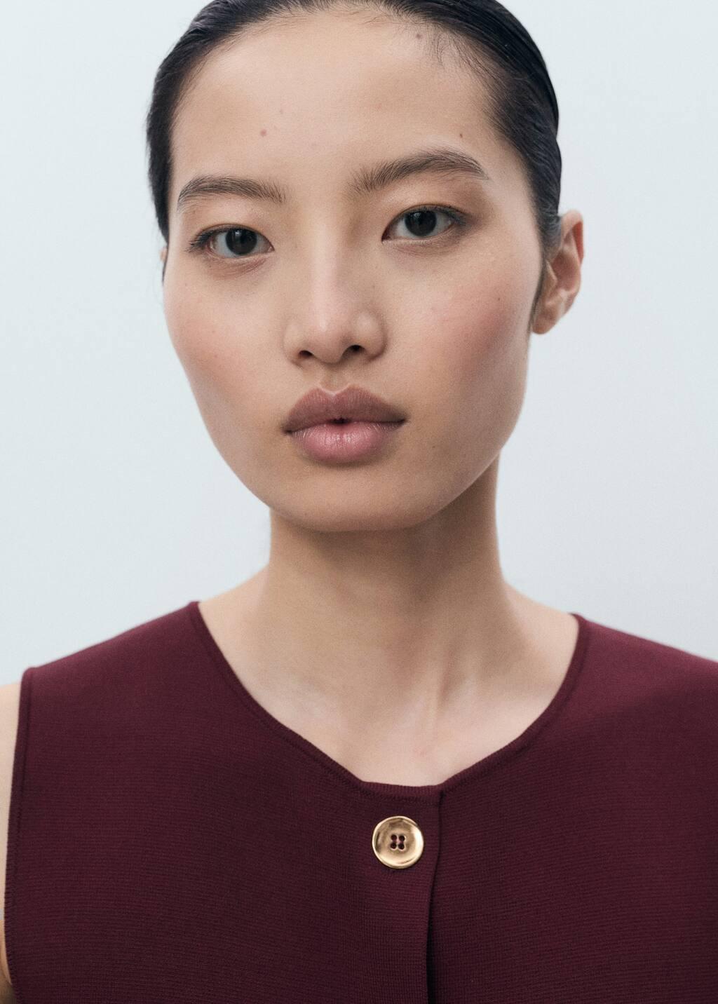 Red Fine-Knit Gilet, Dark Red, medium