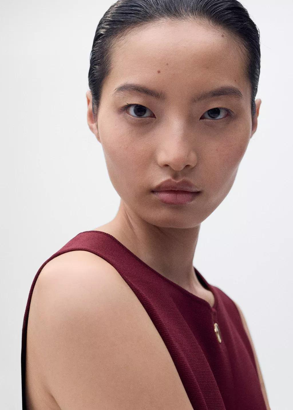 Red Fine-Knit Gilet, Dark Red, large image number 3