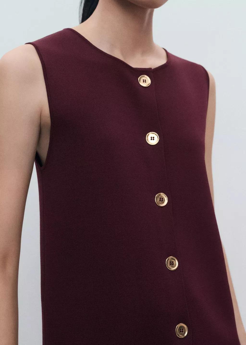 Red Fine-Knit Gilet, Dark Red, large image number 5