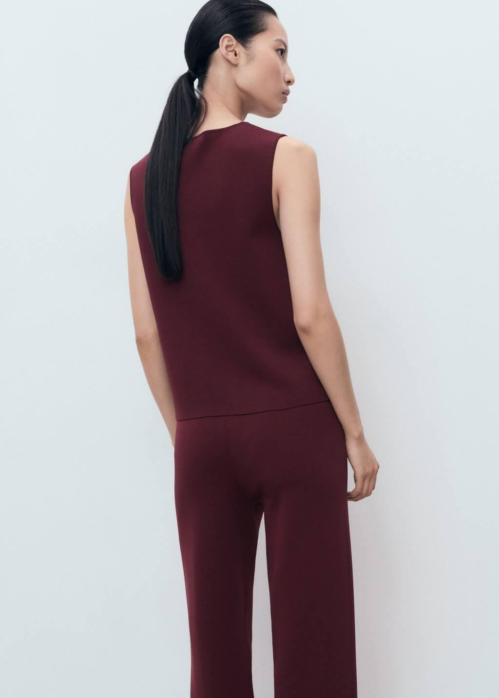 Red Fine-Knit Gilet, Dark Red, large image number 6