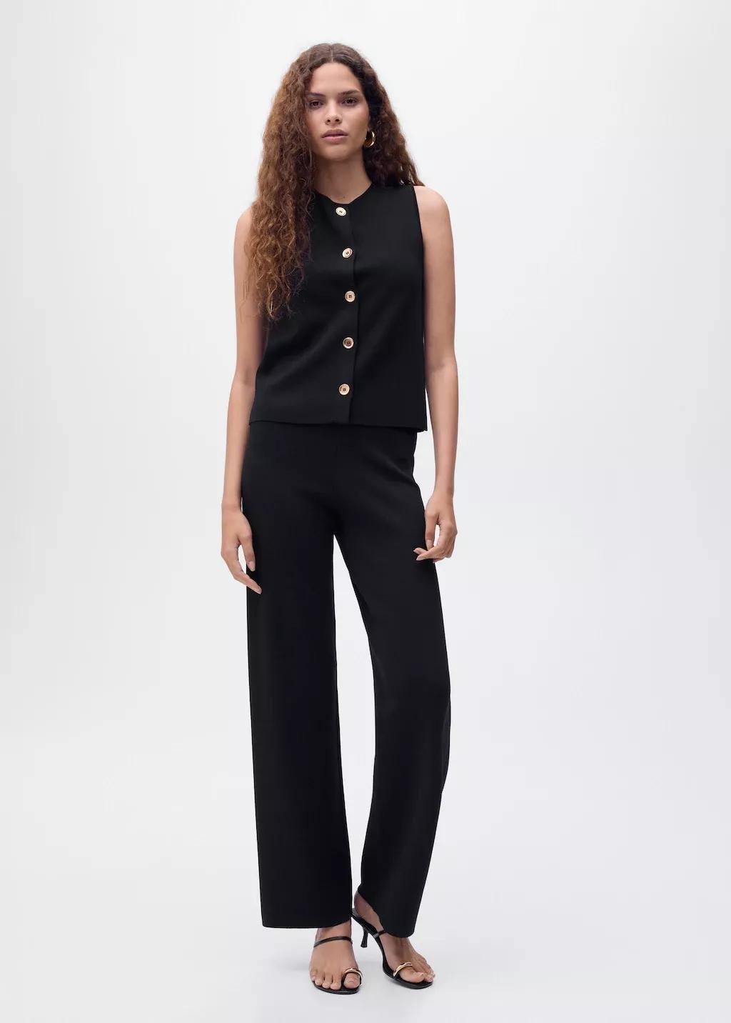 BLACK Fine-knit gilet, , large image number 0