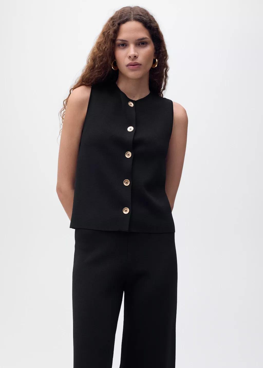 BLACK Fine-knit gilet, , large image number 3