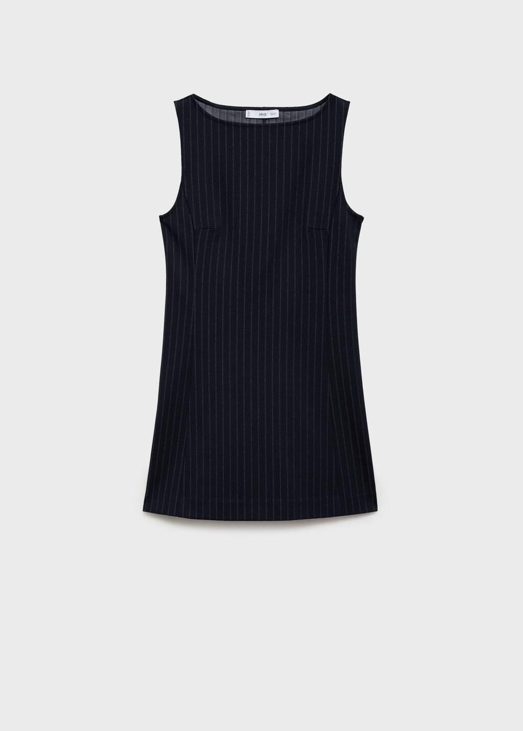 Navy Short Pinstripe Dress, , large image number 0
