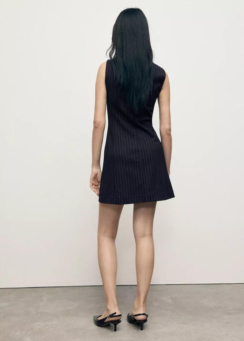 Navy Short Pinstripe Dress, , large image number 8