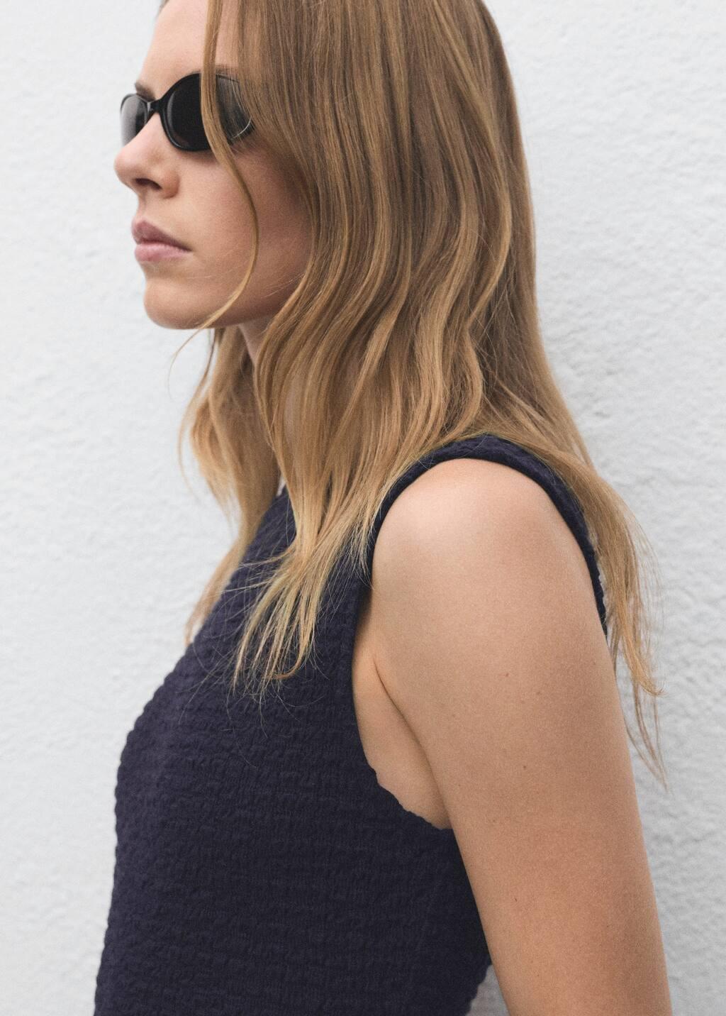 Navy Fitted Textured Dress, Navy, medium