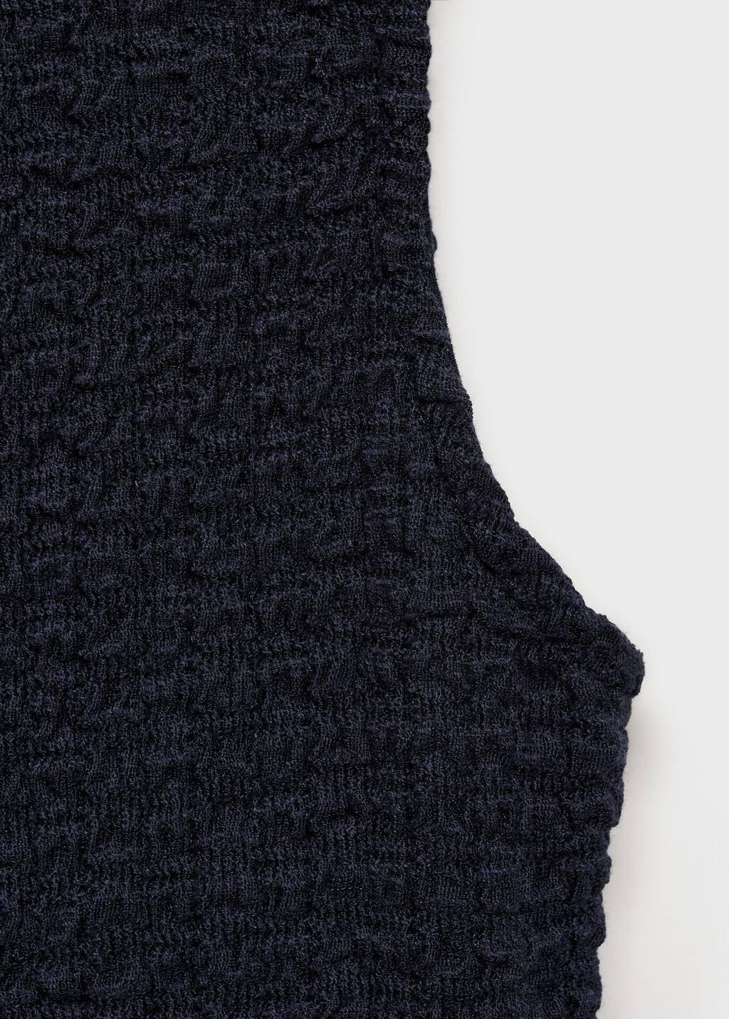 Navy Fitted Textured Dress, , large image number 2