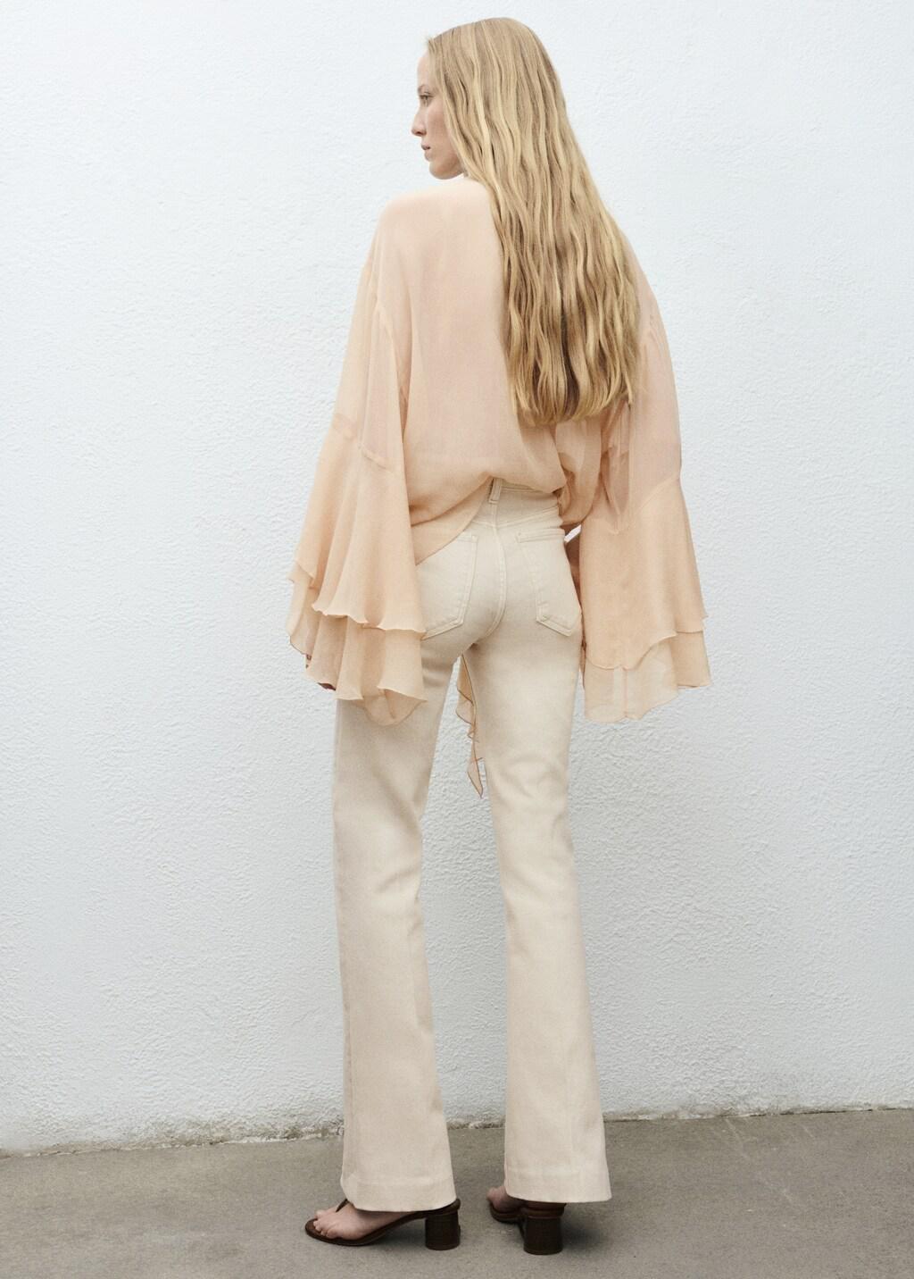 Beige Mid-Rise Flared Jeans, , large image number 2