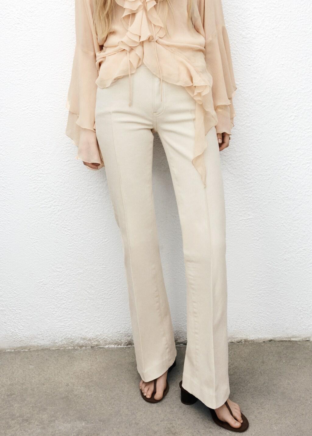 Beige Mid-Rise Flared Jeans, , large image number 3