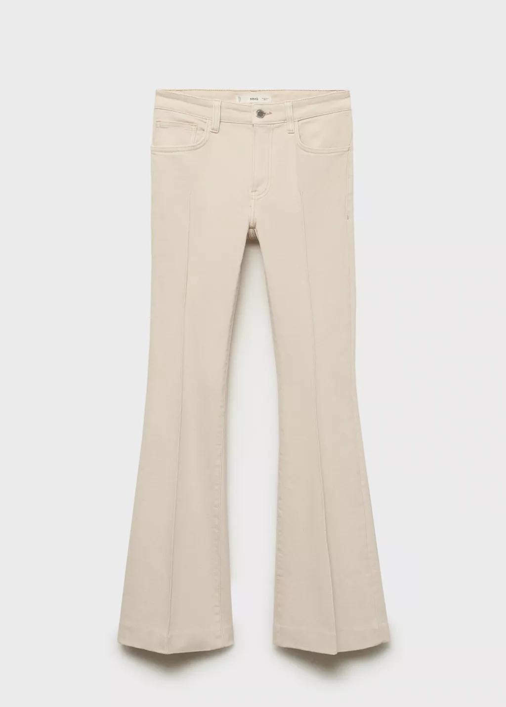 Beige Mid-Rise Flared Jeans, , large image number 7