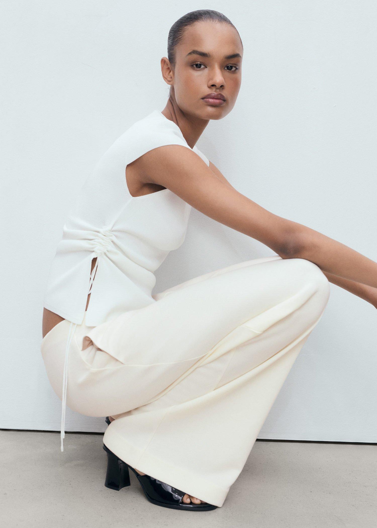 LIGHT BEIGE Straight-fit cotton trousers, 0201_05, large image number 0