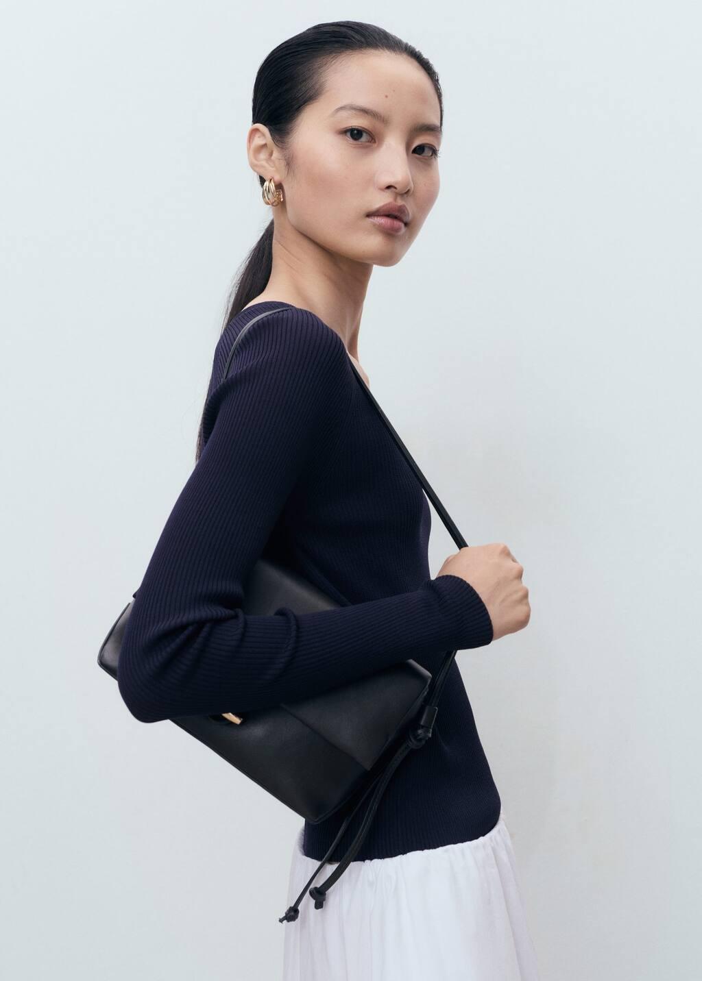 Navy V-Neck Ribbed Knit Sweater, 0201_56, large image number 2