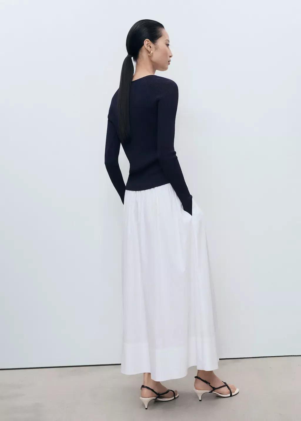 Navy V-Neck Ribbed Knit Sweater, 0201_56, large image number 5
