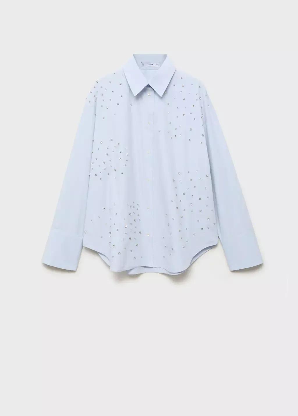 Blue Cotton strass shirt, , large image number 0