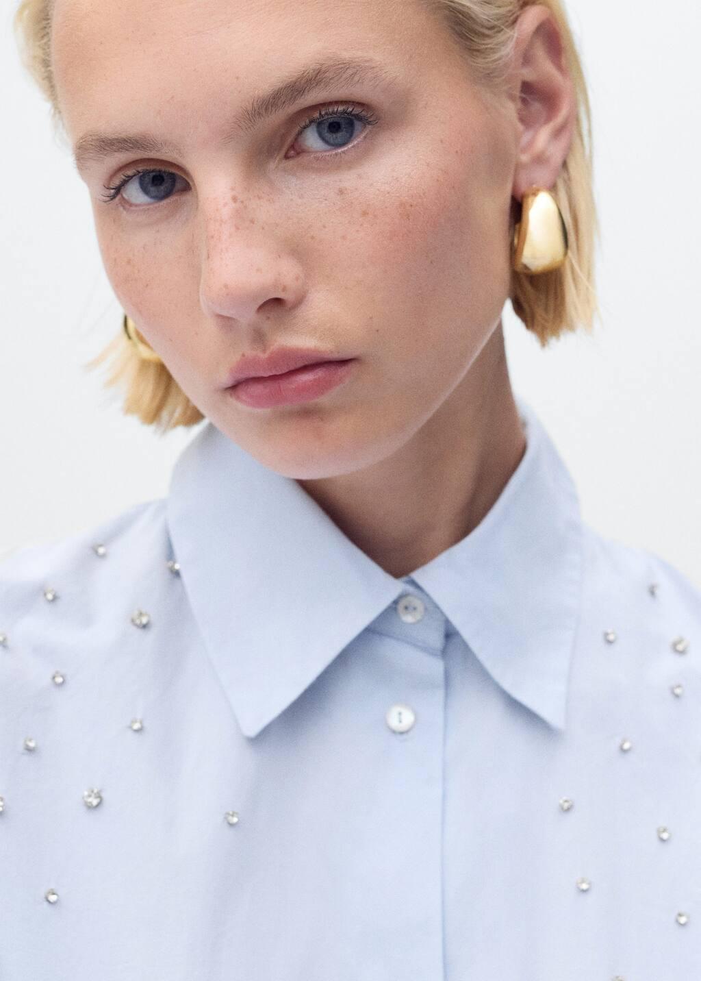Blue Cotton strass shirt, , large image number 2
