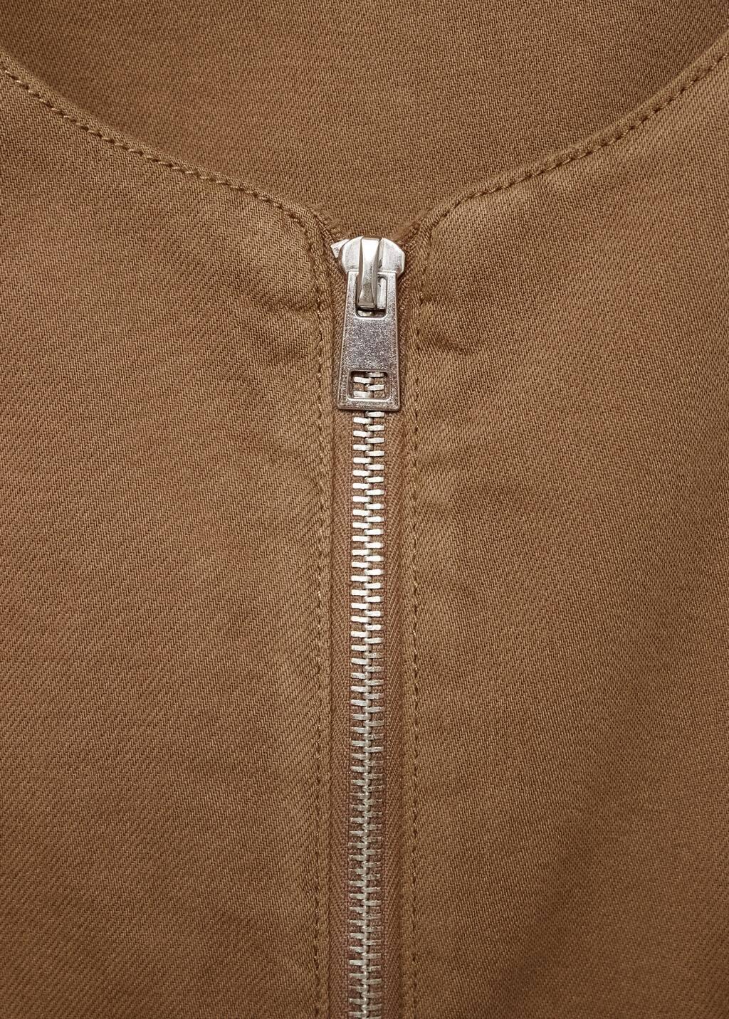 Brown Puffed Denim Vest, Brown, large image number 7