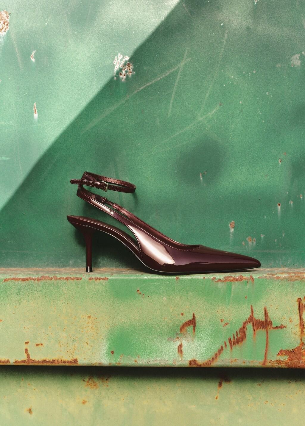 DARK RED Patent heeled shoes, Dark Red, medium