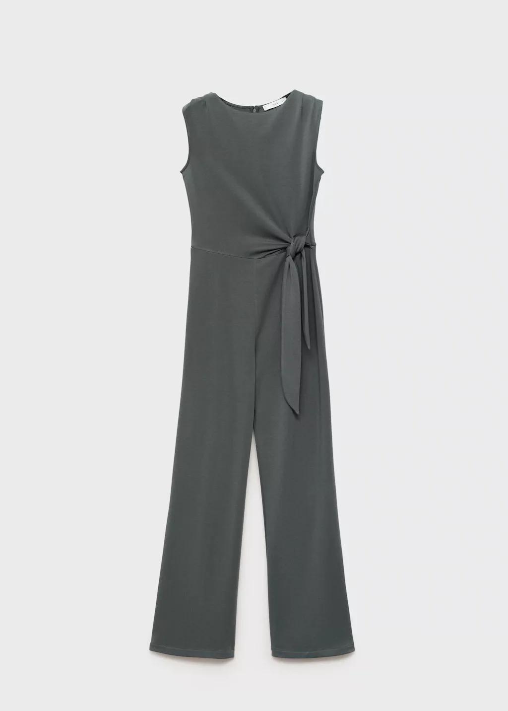 Grey Long Jumpsuit With Knot, , large image number 12