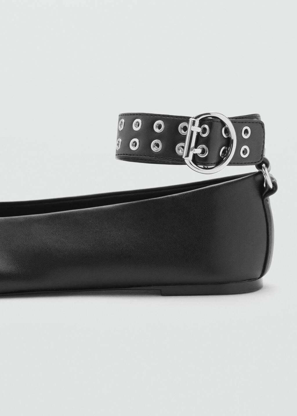 BLACK Ballet flats with eyelet strap, Black, large image number 1