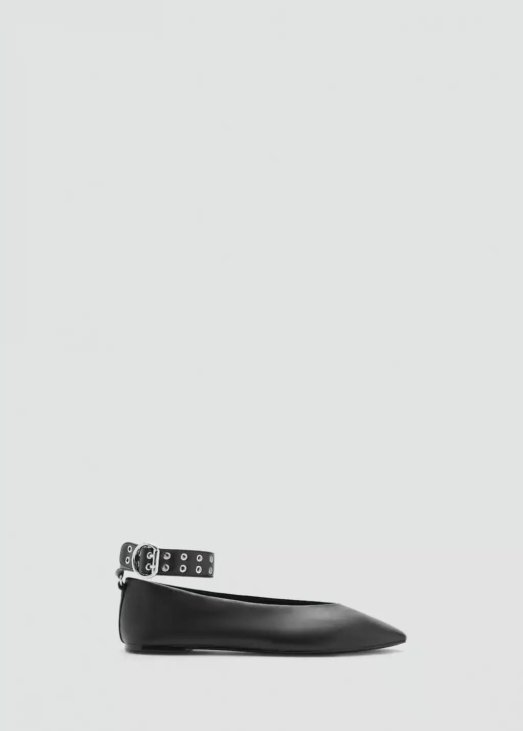 BLACK Ballet flats with eyelet strap, Black, large image number 3